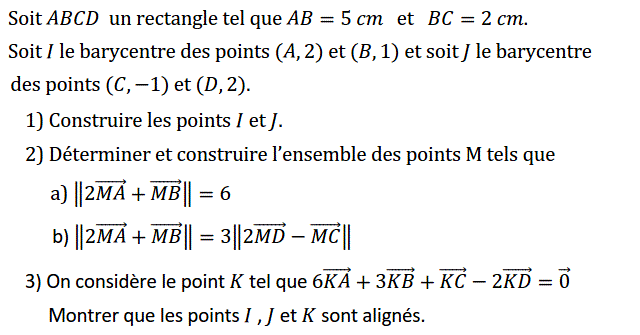Barycentre: Exercice 74