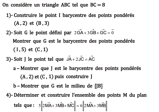 Barycentre: Exercice 90