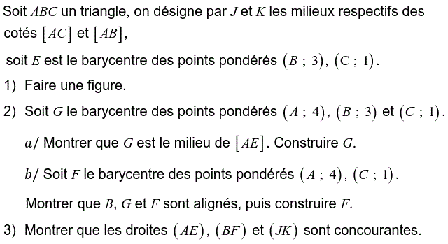 Barycentre: Exercice 64