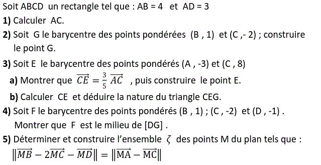 Barycentre: Exercice 63