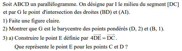 Barycentre: Exercice 89