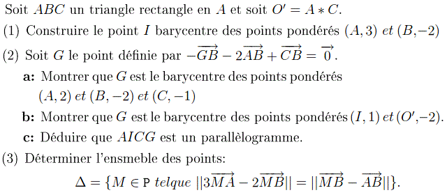 Barycentre: Exercice 110
