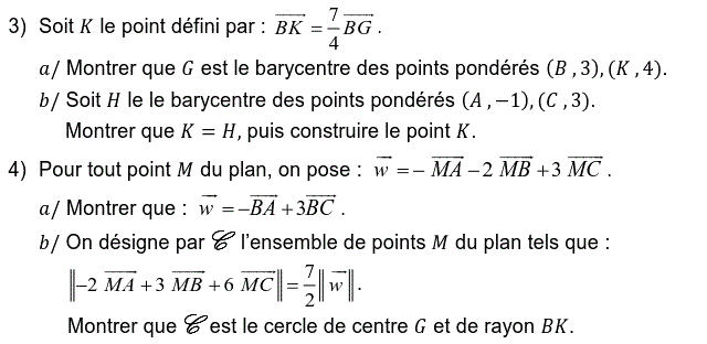 Barycentre: Exercice 105