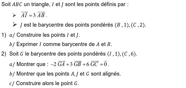 Barycentre: Exercice 107