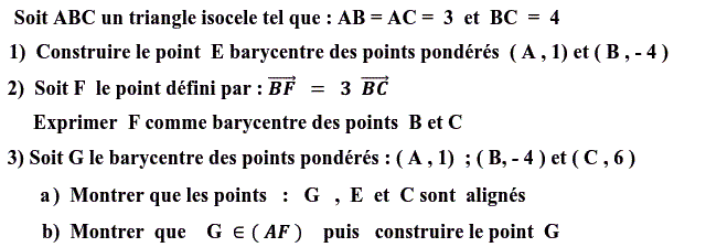 Barycentre: Exercice 95