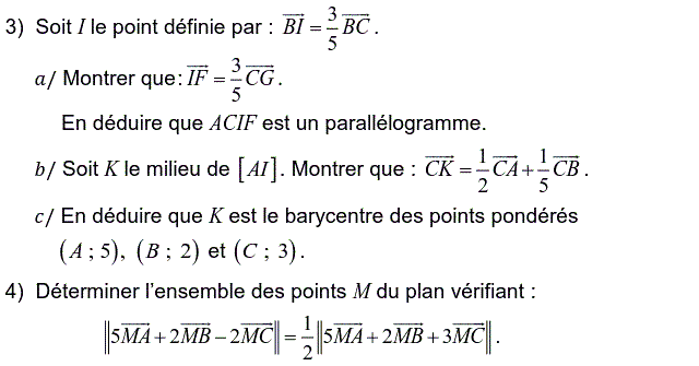 Barycentre: Exercice 108