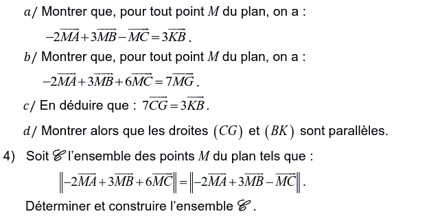 Barycentre: Exercice 109