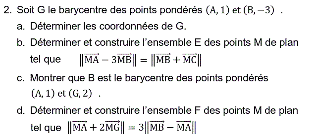 Barycentre: Exercice 104