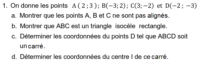 Barycentre: Exercice 104