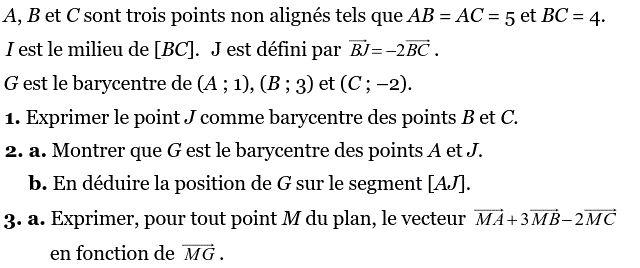 Barycentre: Exercice 106