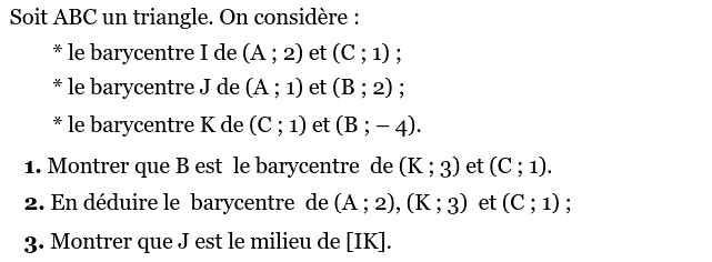Barycentre: Exercice 18