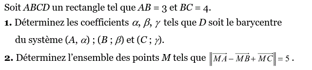 Barycentre: Exercice 6