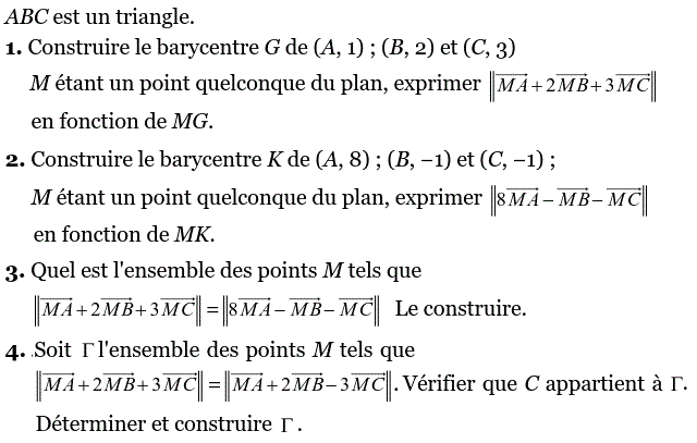 Barycentre: Exercice 103