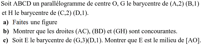 Barycentre: Exercice 17