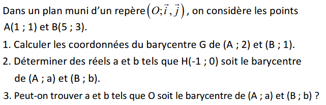 Barycentre: Exercice 29