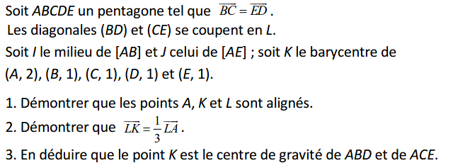 Barycentre: Exercice 39