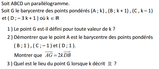 Barycentre: Exercice 32