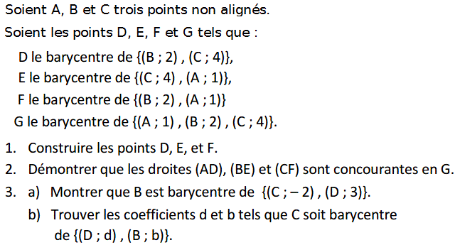Barycentre: Exercice 98