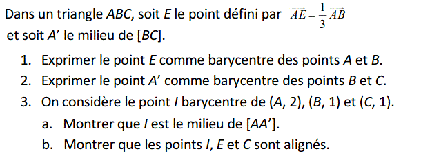 Barycentre: Exercice 61