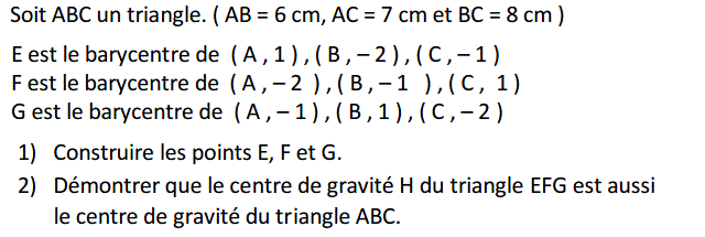 Barycentre: Exercice 58