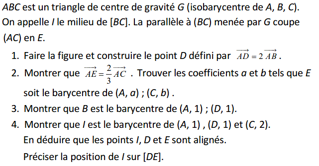 Barycentre: Exercice 60