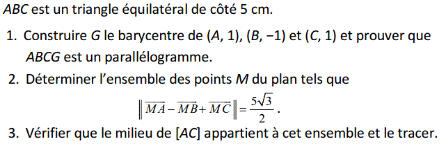 Barycentre: Exercice 68