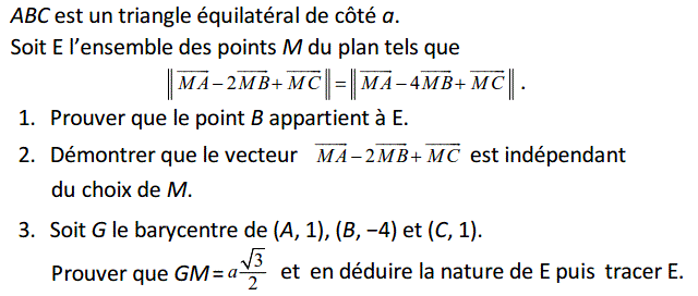 Barycentre: Exercice 69