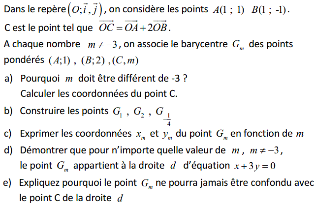 Barycentre: Exercice 82
