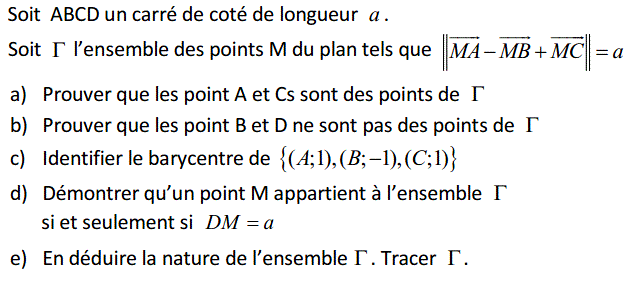 Barycentre: Exercice 72