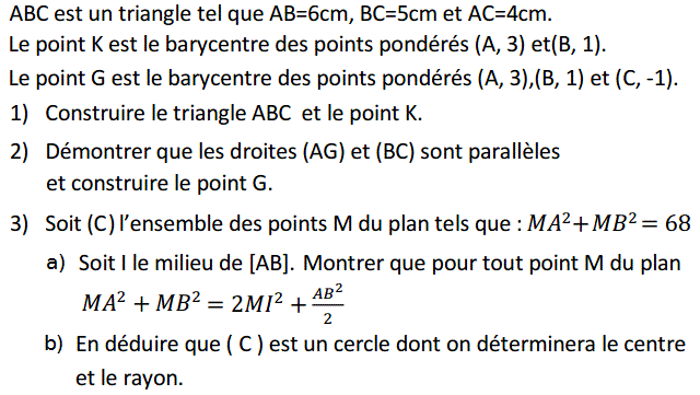 Barycentre: Exercice 62