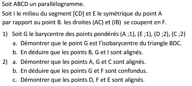 Barycentre: Exercice 77