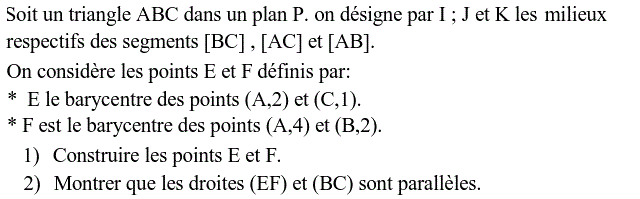 Barycentre: Exercice 102