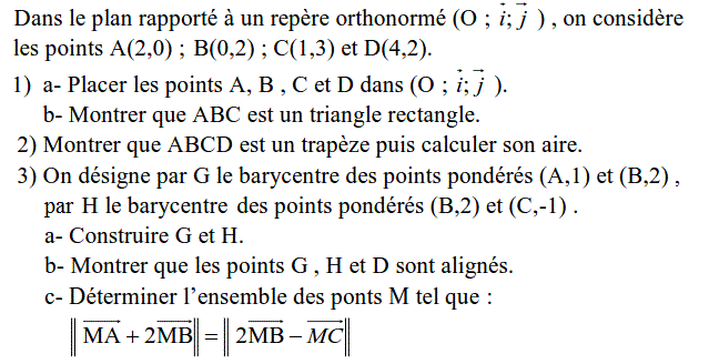 Barycentre: Exercice 54