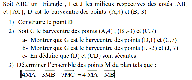 Barycentre: Exercice 80