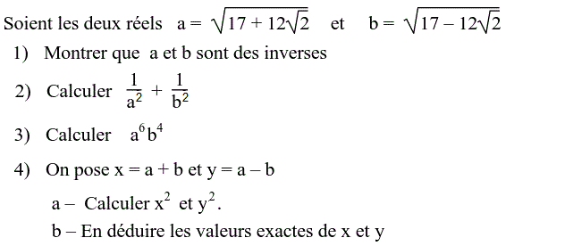 Calcul dans IR: Exercice 55