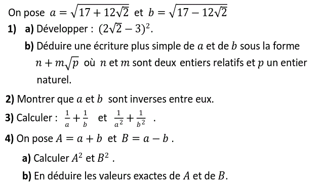 Calcul dans IR: Exercice 69