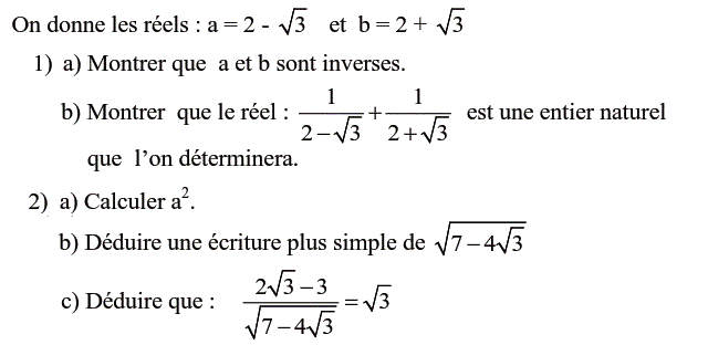 Calcul dans IR: Exercice 57