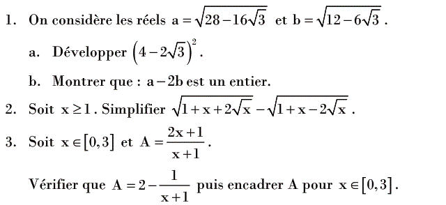 Calcul dans IR: Exercice 59