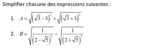 Calcul dans IR: Exercice 7