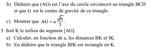 Géométrie dans l'espace: Exercice 16