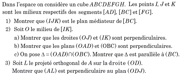 Géométrie dans l'espace: Exercice 15