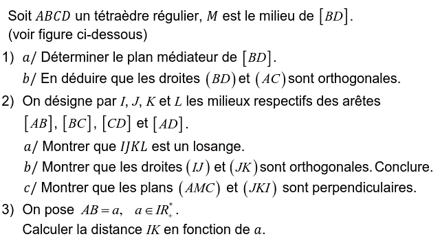 Géométrie dans l'espace: Exercice 13