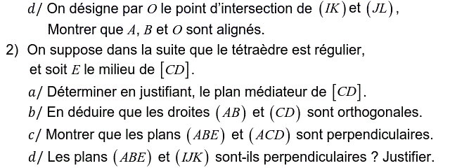 Géométrie dans l'espace: Exercice 11