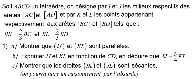 Géométrie dans l'espace: Exercice 11