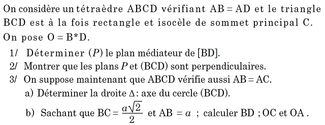 Géométrie dans l'espace: Exercice 5