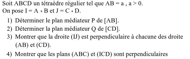 Géométrie dans l'espace: Exercice 4