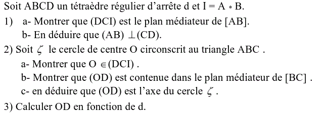 Géométrie dans l'espace: Exercice 3