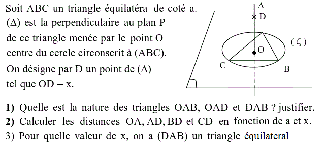 Géométrie dans l'espace: Exercice 7