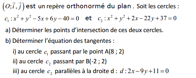 Géométrie analytique: Exercice 7