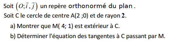Géométrie analytique: Exercice 1